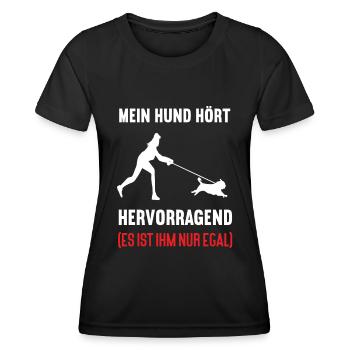 Mein Hund Hört Hervorragend Mops Möpse Mopshalter - Frauen Funktions-T-Shirt - Schwarz - Vorne - AI Model Female 172 light (172cm)