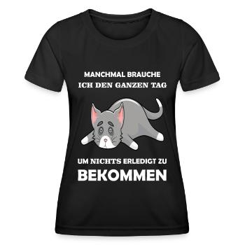 Katze Katzen Katzenliebhaber Lustige Katze Kater - Frauen Funktions-T-Shirt - Schwarz - Vorne - AI Model Female 172 light (172cm)