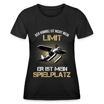 Der Himmel ist nicht mein Limit Modellflugzeug - Frauen Funktions-T-Shirt - Schwarz - Vorne - AI Model Female 172 light (172cm)