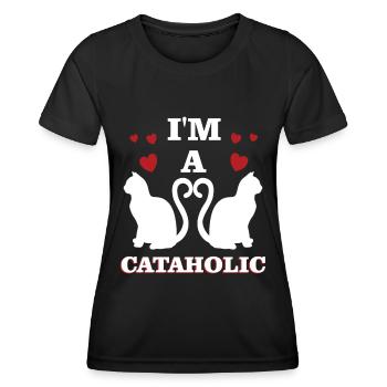I M Cataholic Cat Cats Kitten Cute Cat - Women's Functional T-Shirt - black - Front - AI Model Female 172 light (172cm)