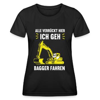Alle Verrückt hier Bagger Baggerfahrer Baggerfan - Frauen Funktions-T-Shirt - Schwarz - Vorne - AI Model Female 172 light (172cm)
