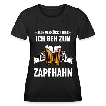 Alle Verrückt Hier Bier Saufen Biere Bierkrug - Frauen Funktions-T-Shirt - Schwarz - Vorne - AI Model Female 172 light (172cm)