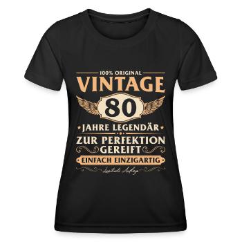 Vintage 80 Jahre Mann 80 Geburtstag - Frauen Funktions-T-Shirt - Schwarz - Vorne - AI Model Female 172 light (172cm)
