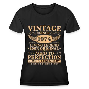 Jahrgang 1974 geboren Legende seit 1974 - Frauen Funktions-T-Shirt - Schwarz - Vorne - AI Model Female 172 light (172cm)
