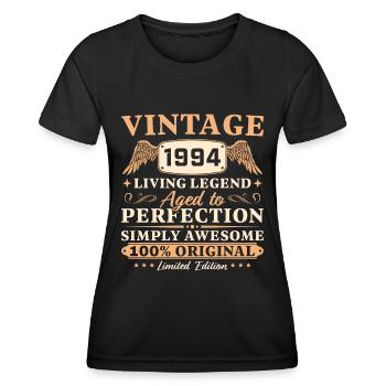 Vintage 1994 Jahrgang 30 Geburtstags - Frauen Funktions-T-Shirt - Schwarz - Vorne - AI Model Female 172 light (172cm)