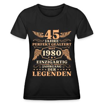 45 Geburtstag Perfekt Gealtert Jahrgang 1980 - Frauen Funktions-T-Shirt - Schwarz - Vorne - AI Model Female 172 light (172cm)