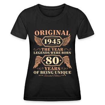 Original 1945 Jahrgang Geburtstag 80 Jahre - Frauen Funktions-T-Shirt - Schwarz - Vorne - AI Model Female 172 light (172cm)