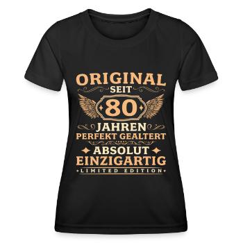 80. Geburtstag Absolut Einzigartig seit 80 Jahren - Frauen Funktions-T-Shirt - Schwarz - Vorne - AI Model Female 172 light (172cm)