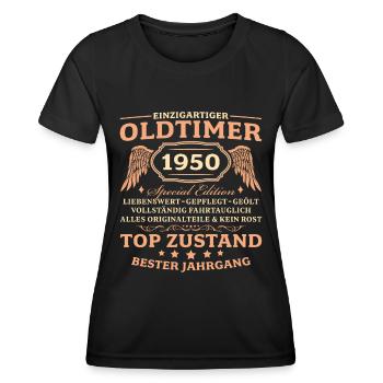 Jahrgang 1950 geboren 75. Geburtstag Männer - Frauen Funktions-T-Shirt - Schwarz - Vorne - AI Model Female 172 light (172cm)