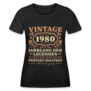 45. Geburtstag Einzigartig seit 1980 Jahrgang - Frauen Funktions-T-Shirt - Schwarz - Vorne - AI Model Female 172 light (172cm)