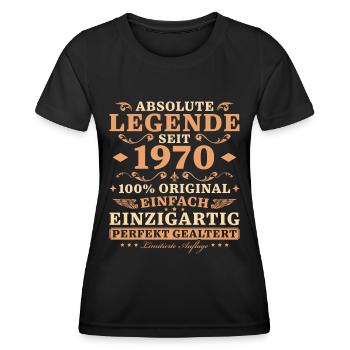 55. Geburtstag Legende seit 1970 Jahrgang - Frauen Funktions-T-Shirt - Schwarz - Vorne - AI Model Female 172 light (172cm)