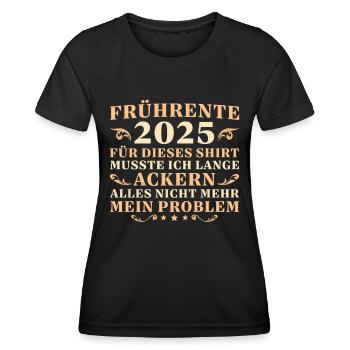 Frührente 2025 Angehender Ruhestand Altersteilzeit - Frauen Funktions-T-Shirt - Schwarz - Vorne - AI Model Female 172 light (172cm)