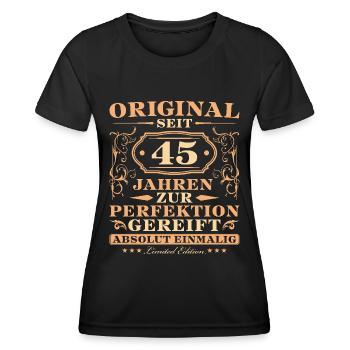 Original seit 45 Jahren Einmalig 45 Geburtstag - Frauen Funktions-T-Shirt - Schwarz - Vorne - AI Model Female 172 light (172cm)