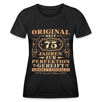 Original seit 75 Jahren Einmalig 75 Geburtstag - Frauen Funktions-T-Shirt - Schwarz - Vorne - AI Model Female 172 light (172cm)