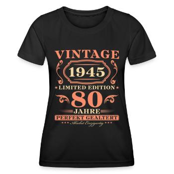 Vintage 1945 Jahrgang 80. Geburtstag Geschenk - Frauen Funktions-T-Shirt - Schwarz - Vorne - AI Model Female 172 light (172cm)