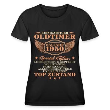 Vintage Baujahr 1950 geboren 75. Geburtstag - Frauen Funktions-T-Shirt - Schwarz - Vorne - AI Model Female 172 light (172cm)