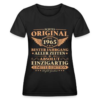 1965 Jahrgang geboren Original 60. Geburtstag - Frauen Funktions-T-Shirt - Schwarz - Vorne - AI Model Female 172 light (172cm)