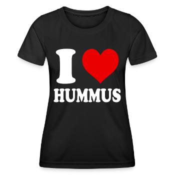 Ich liebe Hummus Veganes Gemüse Essen Lustiges Herz - Frauen Funktions-T-Shirt - Schwarz - Vorne - AI Model Female 172 light (172cm)