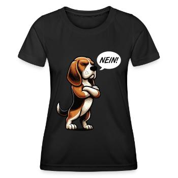 Nein Beagle Beaglebesitzer Beagleliebhaber - Frauen Funktions-T-Shirt - Schwarz - Vorne - AI Model Female 172 light (172cm)