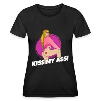 EROTIC SEXY GIRL KISS MY ASS - Frauen Funktions-T-Shirt - Schwarz - Vorne - AI Model Female 172 light (172cm)