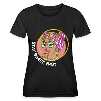 LOLLIPOP GIRL STAY SWEET BABY - Frauen Funktions-T-Shirt - Schwarz - Vorne - AI Model Female 172 light (172cm)