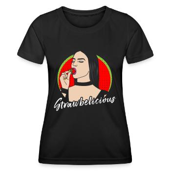 FILLE FRAISE PAILLE ERDBEERE - T-shirt sport Femme - noir - Devant - AI Model Female 172 light (172cm)
