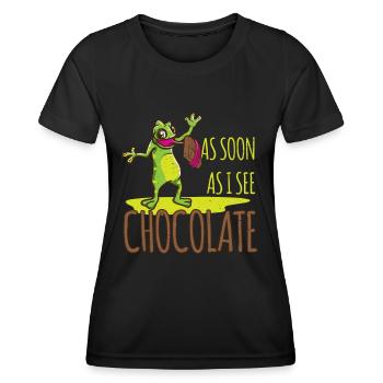 Lecker Schokolade Süßigkeiten Chamäleon naschen - Frauen Funktions-T-Shirt - Schwarz - Vorne - AI Model Female 172 light (172cm)