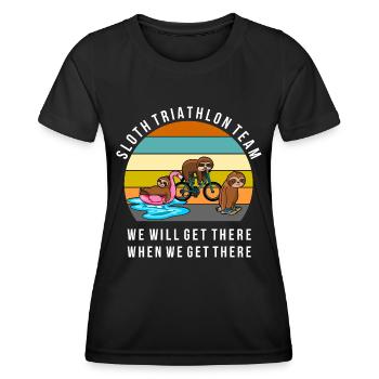 Sloth Triathlon Team Faultier Sport Shirt - Frauen Funktions-T-Shirt - Schwarz - Vorne - AI Model Female 172 light (172cm)