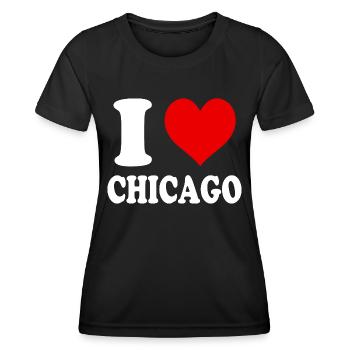 I Love Chicago Heart America USA Lustig - Frauen Funktions-T-Shirt - Schwarz - Vorne - AI Model Female 172 light (172cm)
