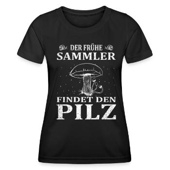 Pilze Pilzsammler Mykologe Pfifferling Steinpilz - Frauen Funktions-T-Shirt - Schwarz - Vorne - AI Model Female 172 light (172cm)