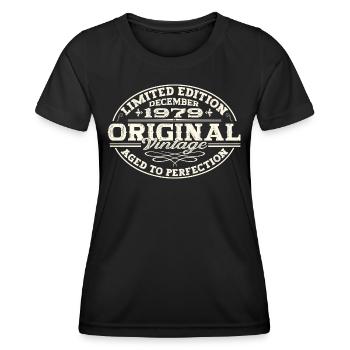Cadeau original du 43e anniversaire de décembre 1979 - T-shirt sport Femme - noir - Devant - AI Model Female 172 light (172cm)