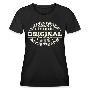Original December 1981 41st birthday gift - Women's Functional T-Shirt - black - Front - AI Model Female 172 light (172cm)