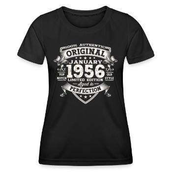 Né en 1956 janvier 67e anniversaire Homme cadeau - T-shirt sport Femme - noir - Devant - AI Model Female 172 light (172cm)