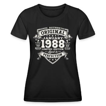 Né 1988 Janvier 35th anniversaire Homme cadeau - T-shirt sport Femme - noir - Devant - AI Model Female 172 light (172cm)