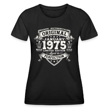 Né 1975 Janvier 48ème anniversaire Homme cadeau - T-shirt sport Femme - noir - Devant - AI Model Female 172 light (172cm)