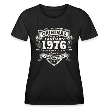 Né 1976 Janvier 47e anniversaire Homme cadeau - T-shirt sport Femme - noir - Devant - AI Model Female 172 light (172cm)