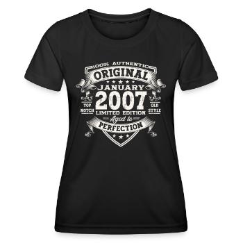 Année 2007 Janvier 16ème anniversaire cadeau homme - T-shirt sport Femme - noir - Devant - AI Model Female 172 light (172cm)