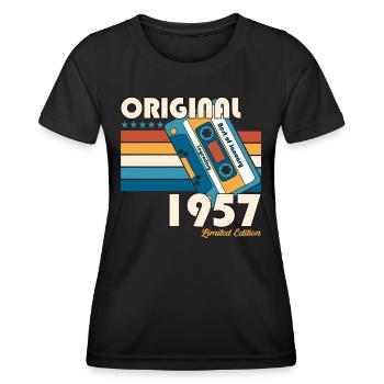Janvier Né 1957 66e anniversaire Cadeau 50s - T-shirt sport Femme - noir - Devant - AI Model Female 172 light (172cm)
