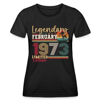 Born 1973 February 50th birthday Gift man - Women's Functional T-Shirt - black - Front - AI Model Female 172 light (172cm)