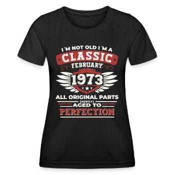 50th birthday February Born 1973 Gift - Women's Functional T-Shirt - black - Front - AI Model Female 172 light (172cm)
