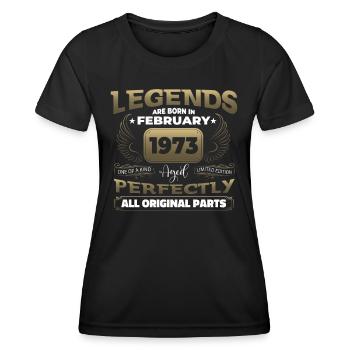 Born 1973 February 50th birthday Gift man - Women's Functional T-Shirt - black - Front - AI Model Female 172 light (172cm)