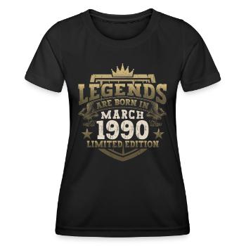 33rd birthday man March born 1990 legend - Women's Functional T-Shirt - black - Front - AI Model Female 172 light (172cm)