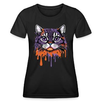 Crazy Splash Art Cat design - Women's Functional T-Shirt - black - Front - AI Model Female 172 light (172cm)