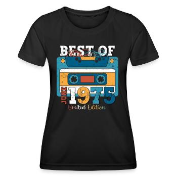 48 Birthday Man Cassette June Year 1975 - Women's Functional T-Shirt - black - Front - AI Model Female 172 light (172cm)