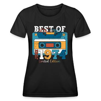 49 Birthday Man Cassette June Year 1974 - Women's Functional T-Shirt - black - Front - AI Model Female 172 light (172cm)