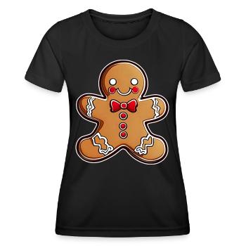 Niedlicher Lebkuchenmann - Frauen Funktions-T-Shirt - Schwarz - Vorne - AI Model Female 172 light (172cm)