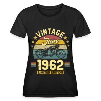 Vintage 60 Jahre Juni 1962 60. Jahrestag - Frauen Funktions-T-Shirt - Schwarz - Vorne - AI Model Female 172 light (172cm)