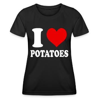 Ich liebe Kartoffeln Veganes Gemüse Essen Lustiges Herz - Frauen Funktions-T-Shirt - Schwarz - Vorne - AI Model Female 172 light (172cm)