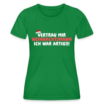 Ich war artig Weihnachtsmann - Frauen Funktions-T-Shirt - Kelly Green - Vorne - AI Model Female 172 dark (172cm)