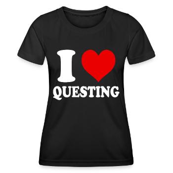 Ich liebe Questing Level Quest MMORPG Herz - Frauen Funktions-T-Shirt - Schwarz - Vorne - AI Model Female 172 light (172cm)